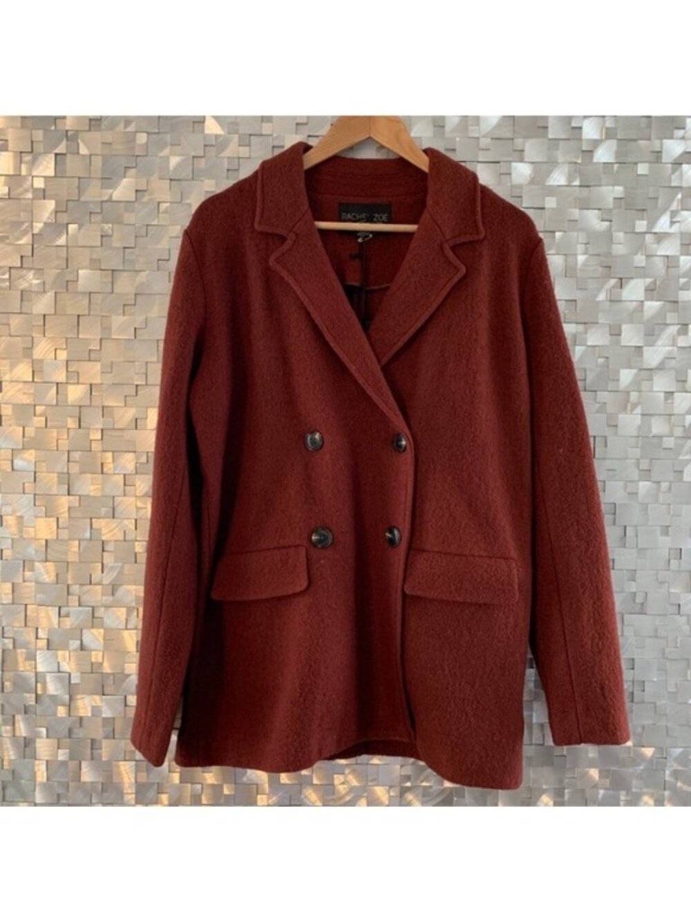 NWT Rachel Zoe Double Breasted Wool Blend Jacket Size Small Cinnamon Terracotta - Picture 8 of 9